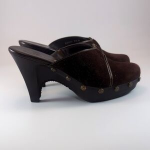 Cole Haan Kenna Clogs Dark Chocolate Suede. NIB